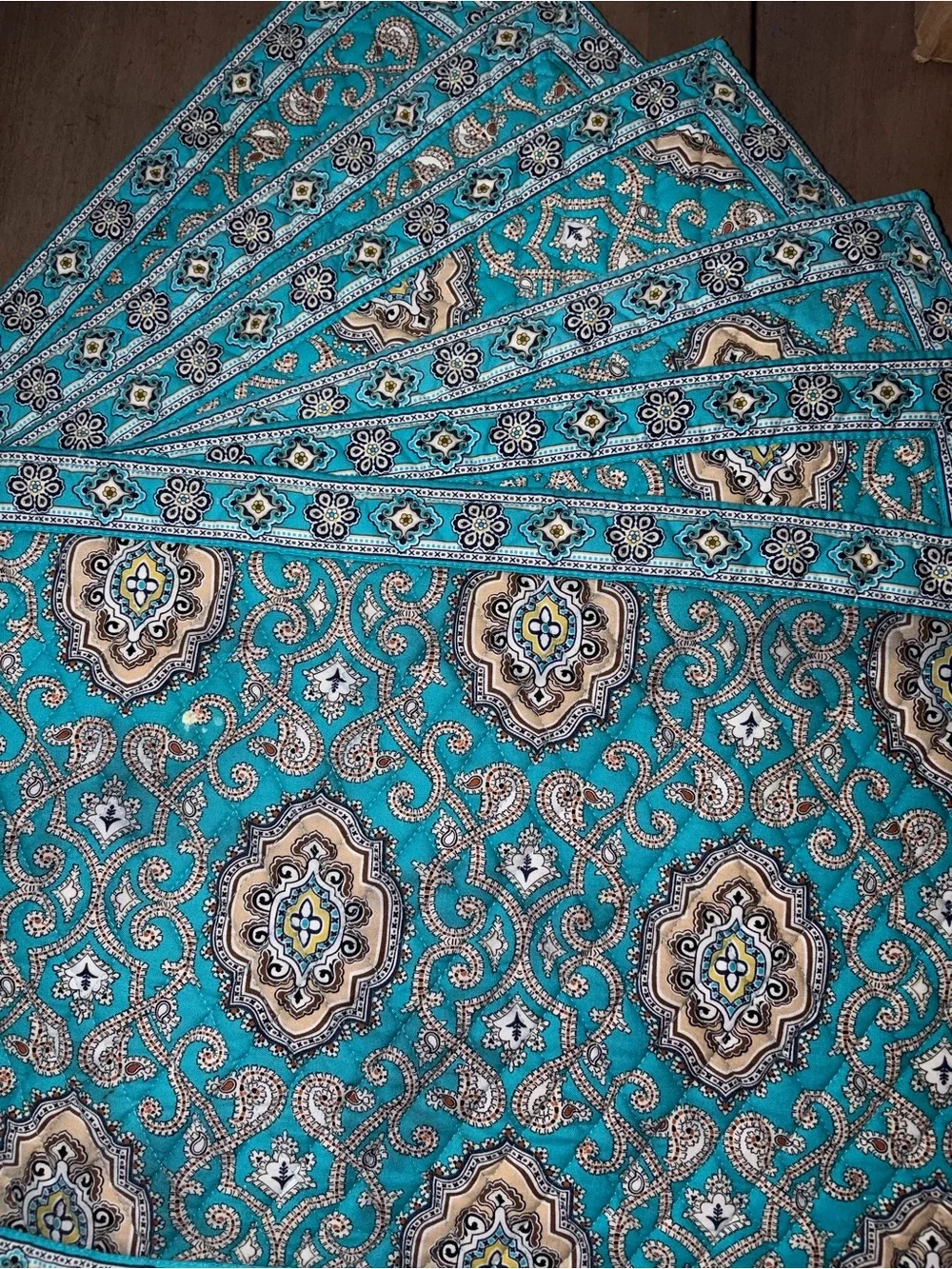 Vera Bradley Teal Paisley Medallion placemats